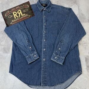 Vintage 90s RRL Ralph Lauren Denim Shirt Medium Double RL Workwear